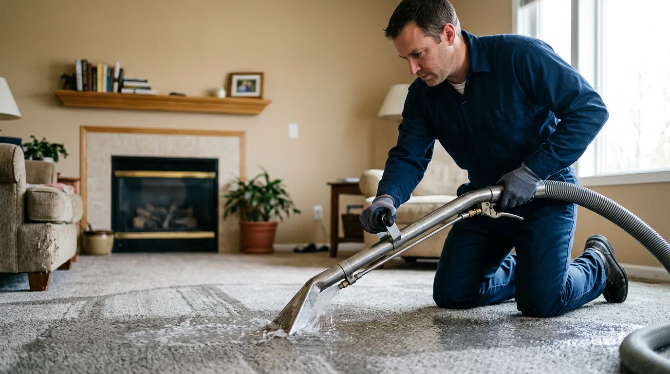 Water damage restoration technician working near Winthrop, MA